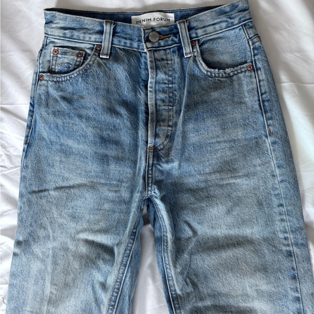 Denim Forum Blue Straight Jeans Classic Style